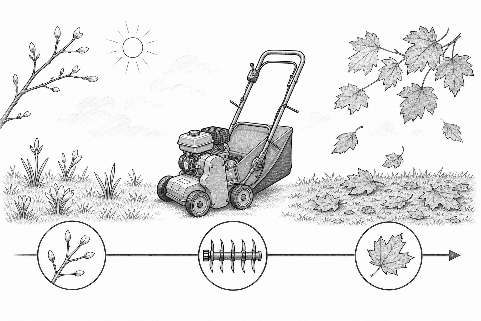 Kreskówkowa ilustracja pór roku odpowiednich na wertykulację